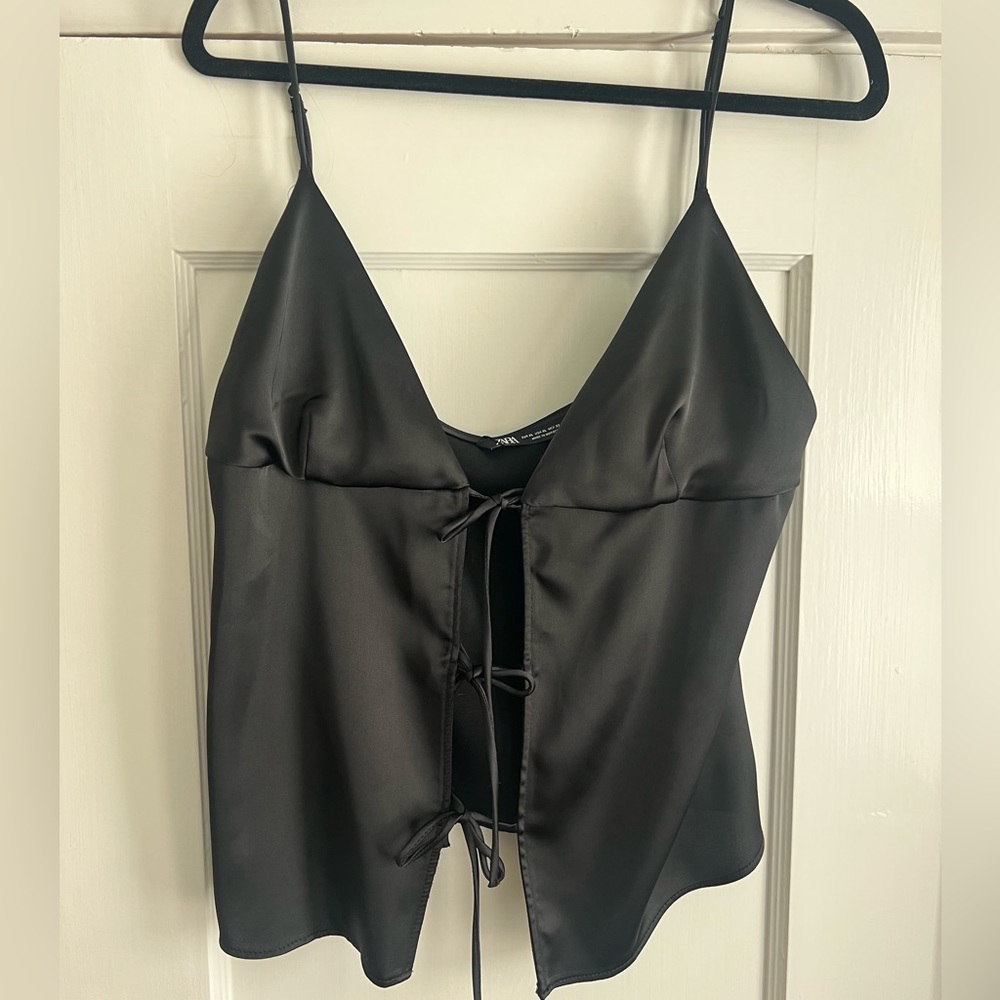 Zara open tie front top